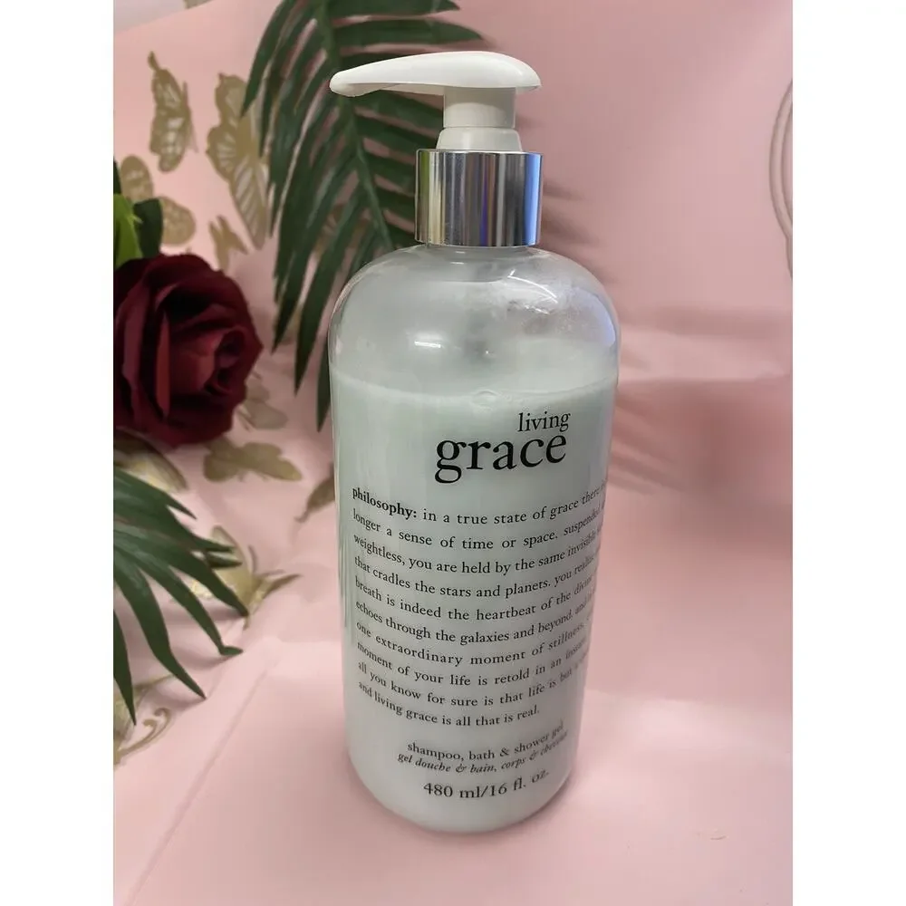 NEW Philosophy Living Grace 3-in-1 Shampoo Bath & Shower Gel 16oz W/Pump NO BOX